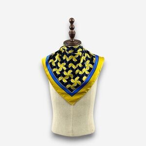 Vintage Yellow and Blue Geometric Scarf